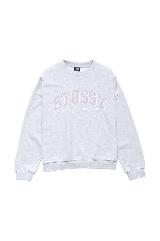 Stussy Womens World League OS Crew Sweaters White - WDZHS6748